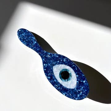 Hand-Painted Evil Eye Acetate 2-1 Daily Hair Brush
