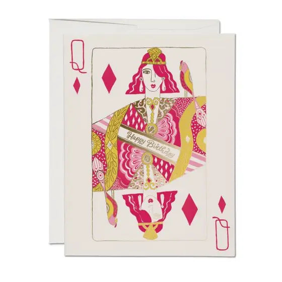 Queen of Diamonds Happy Birthday Card