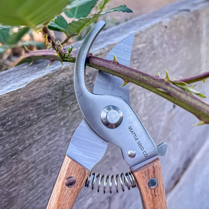 Wood Handled Spring-Loaded Bypass Pruners