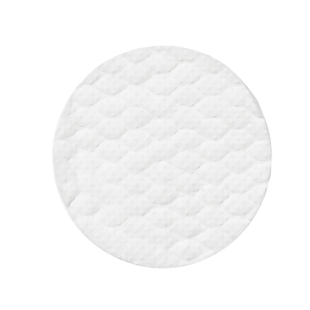 Round white quilted Pure and Natural Pet Tear Stain Removing Under Eye Wipe on a white background. Available at Luca Essentials in Los Angeles.