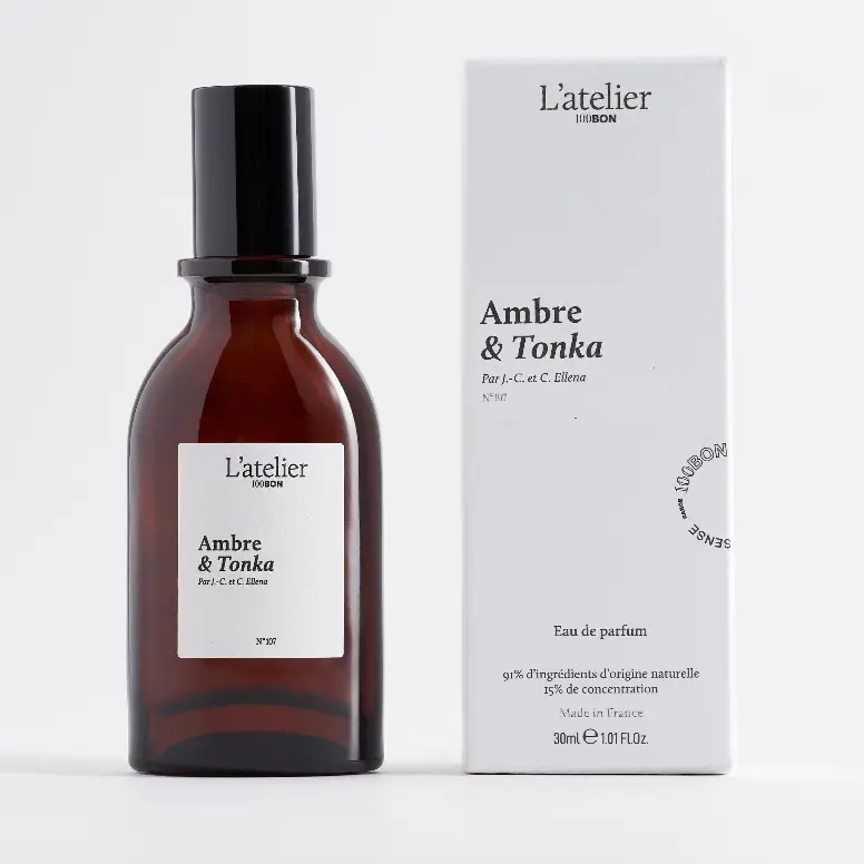 L'atelier Ambre & Tonka perfume bottle and packaging on a white background.

Clean, vegan eau de parfum featuring gourmand notes. A natural unisex fragrance made in France for modern scent lovers. 

Available at Luca Essentials in Los Angeles. 