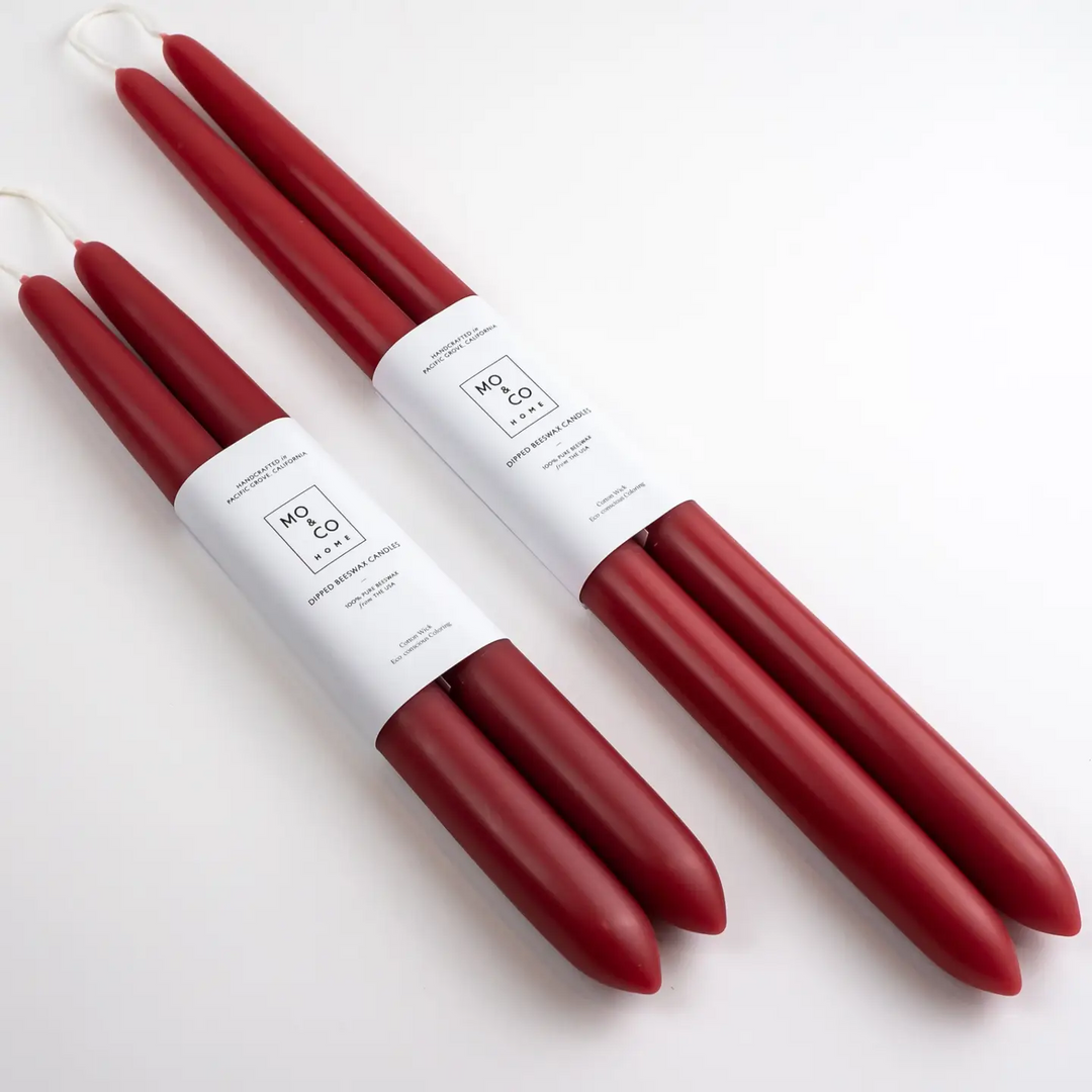 Red candles with white labels on a light gray background

Dipped 100% Beeswax Candles 10" or 14" Long

Available at Luca Essentials in Los Angeles. 