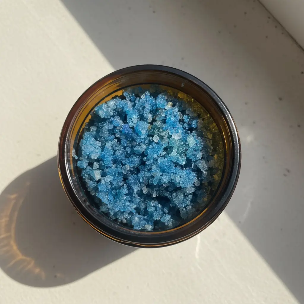 Container of blue crystals on a light surface

Scrub away your worries and revitalize dull skin with our mood boosting scrub. 50/50 organic cane sugar and Dead Sea salt/Cape Cod sea salt mix.

Available at Luca Essentials in Los Angeles. 