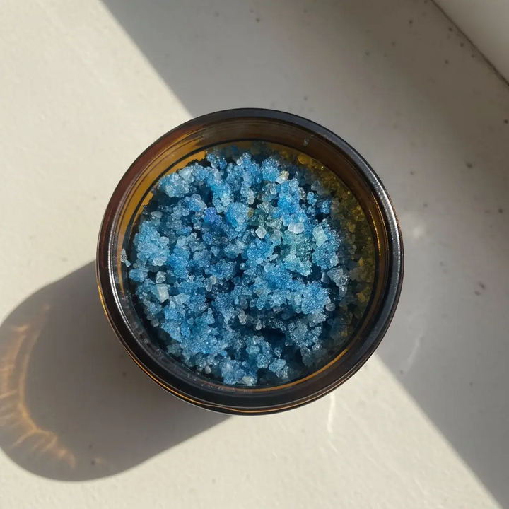 Container of blue crystals on a light surface

Scrub away your worries and revitalize dull skin with our mood boosting scrub. 50/50 organic cane sugar and Dead Sea salt/Cape Cod sea salt mix.

Available at Luca Essentials in Los Angeles. 