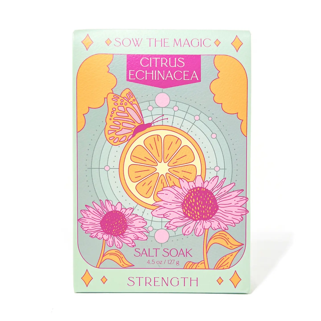 Packaging of Citrus Echinacea salt soak with floral and butterfly design on a light green background.

Channel the calm power of Strength and Echinacea to recharge your inner resilience. This bright citrus blend encourages courage and endurance, reminding you that true strength comes from within. Ideal for renewal after challenges or a long day of self-growth.

Available at Luca Essentials in Los Angeles 