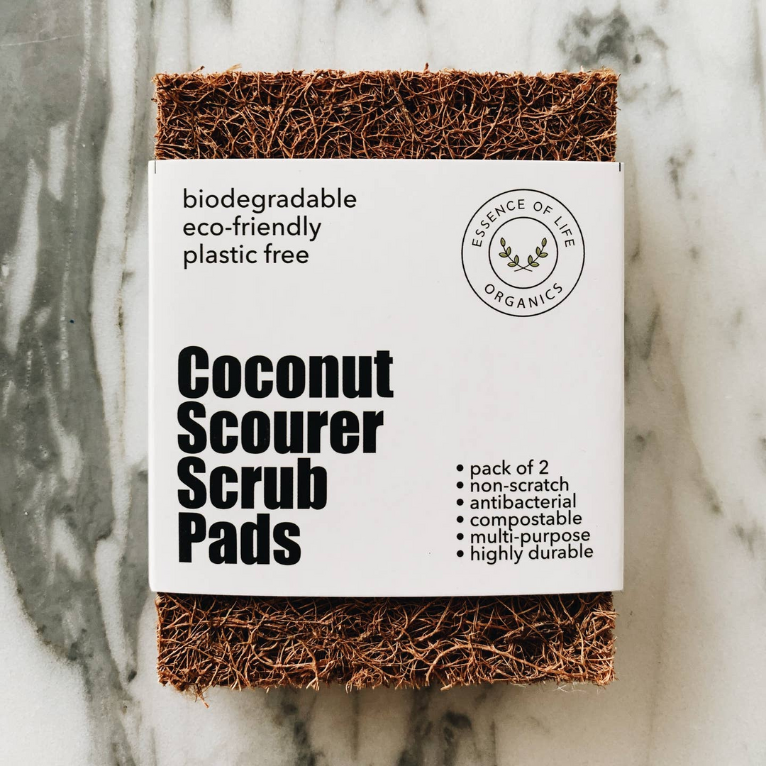 Coconut Scourer Scrub Pads, 100% Plant Based and Compostable, Pack of 2