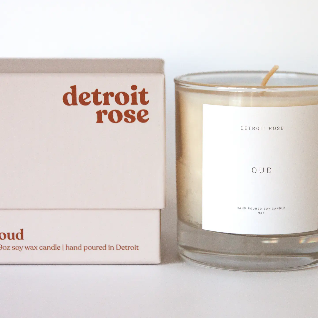 Detroit Rose candle and packaging on a white background

Detroit Rose Candles are hand poured using additive-free soy wax, lead-free cotton wicks, and premium phthalate free fragrance oils.

Available at Luca Essentials in Los Angeles. 