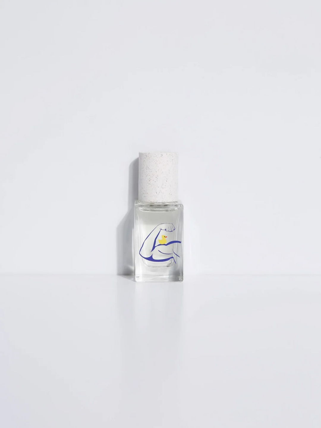 A small, clear bottle of Maison Matine perfume with a white label depicting an arm flexing with a rubber duck on the bicep and cap, presented against a white background.

Maison Matine perfumes each have their own refreshing scent. The unisex, fresh, unique fragrances are created by eclectic, talented, creative perfumers.

Available at Luca Essentials in Los Angeles. 
