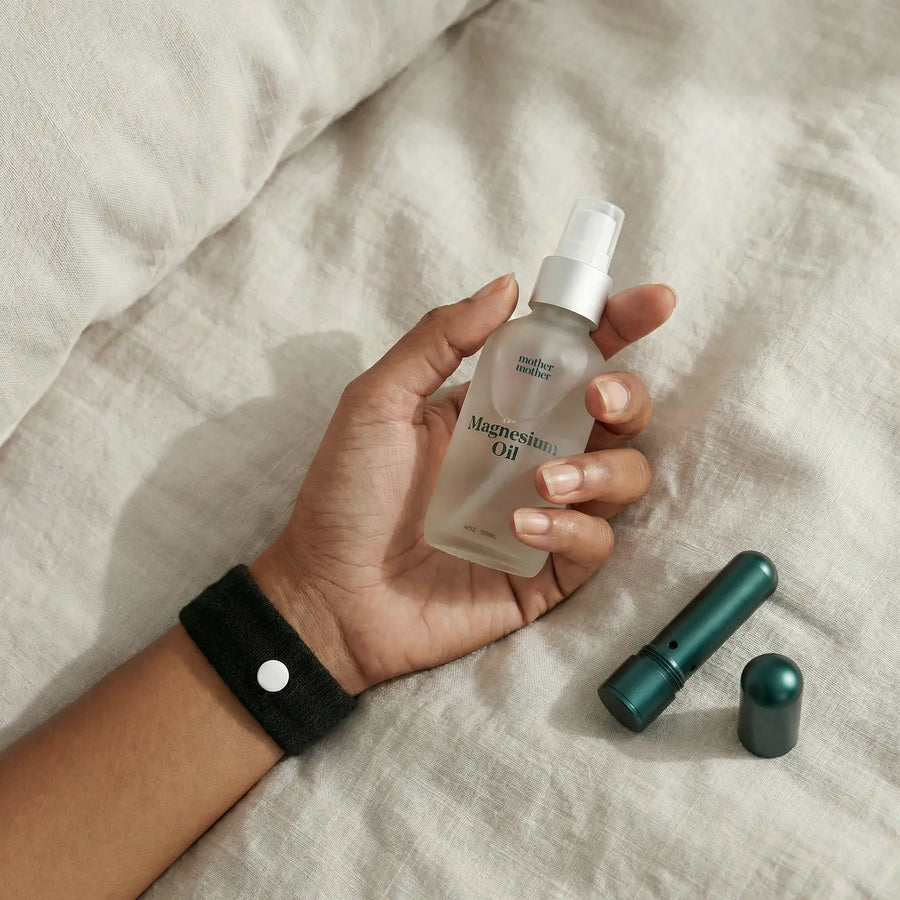 A hand holds a glass bottle of Mother Mother Magnesium Oil Spray with a cream linen sheet backdrop.

Mother Mother Magnesium Oil is a topical spray made with ultra-pure magnesium chloride sourced from the ancient Zechstein Sea. Designed to be applied directly to the skin, it offers an easy way to incorporate magnesium into your daily routine.

Available at Luca Essentials in Los Angeles.