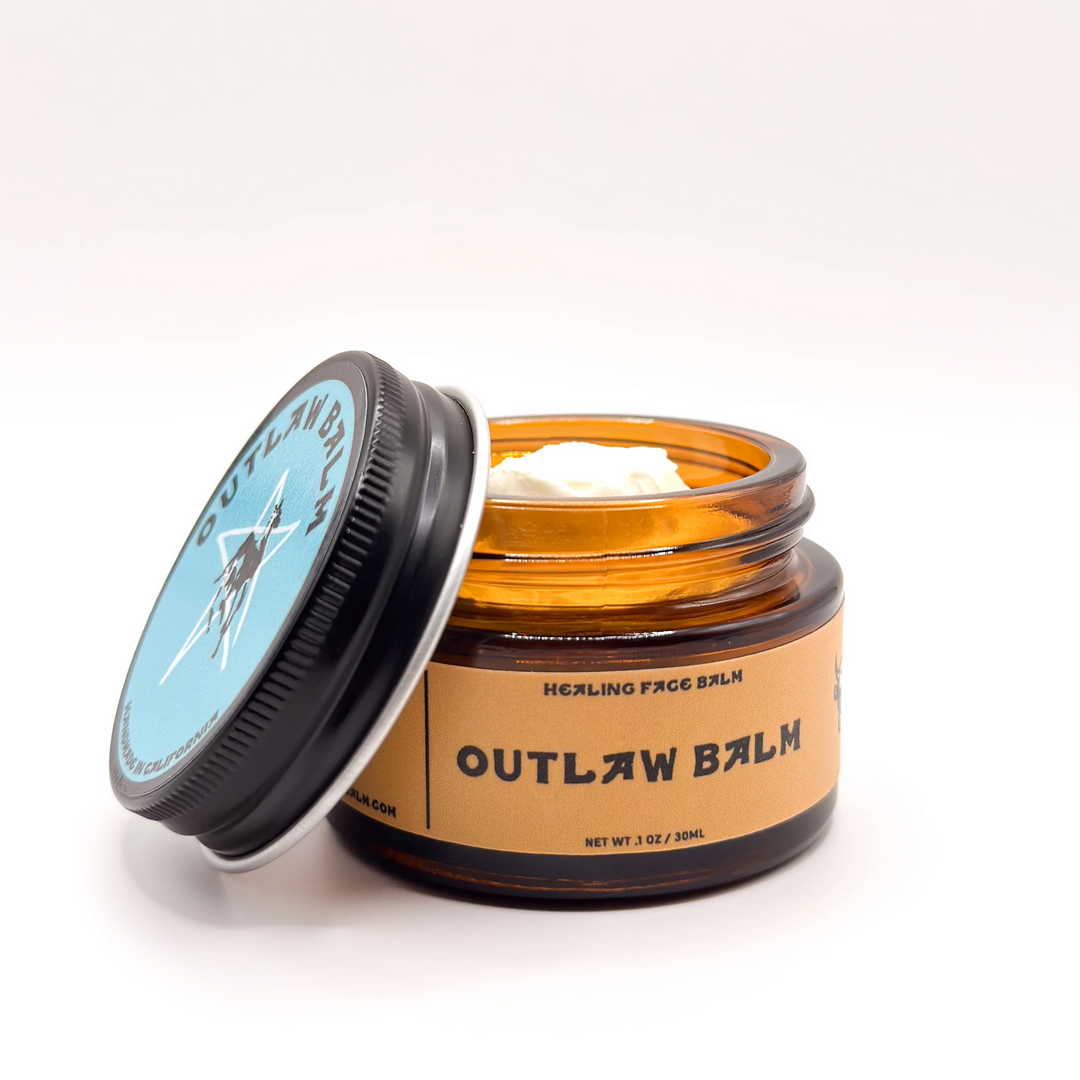 Outlaw Balm jar with open lid on a white background

Outlaw Balm Tallow Healing Face Balm Offers all natural moisture, a protective layer on the skin, help fight oily skin issues, scarring, along with a ton of anti-aging properties.

Available at Luca Essentials in Los Angeles. 