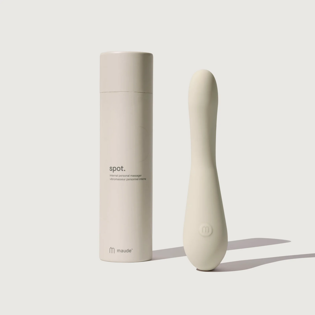 White handheld device and cylindrical container with 'spot.' text on a light gray background

Discreet and easy-to-use, spot is our patented 5-speed, curved vibrator designed for g-spot or p-spot stimulation.

Available at Luca Essentials in Los Angeles. 