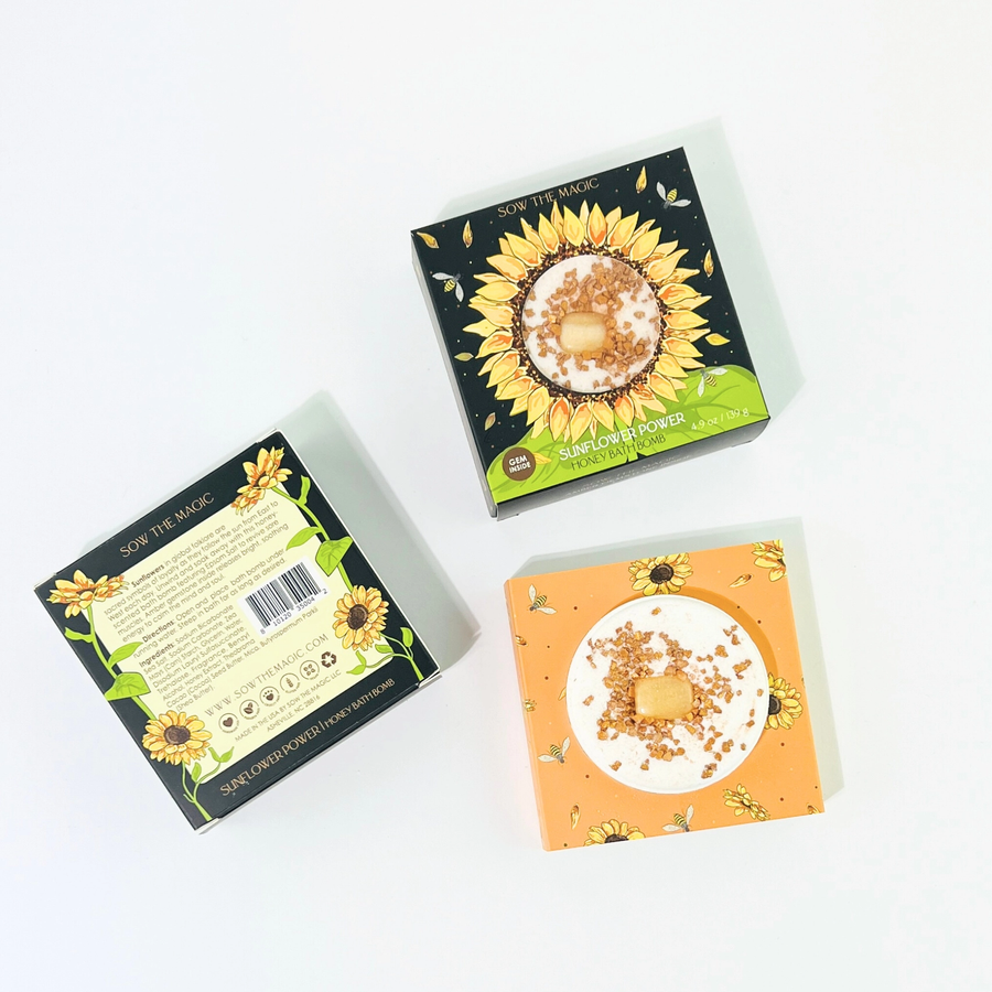 Three boxes with sunflower designs on a white background

Bask in the golden warmth of the sun with our Sunflower Power Honey Bath Bomb, inspired by the sunflower’s timeless symbolism of loyalty, light, and vitality. This soothing honey-scented bomb transforms your bath into a calming, muscle-relaxing escapeinfused with Epsom Salt and nourishing butters.

Available at Luca Essentials in Los Angeles. 