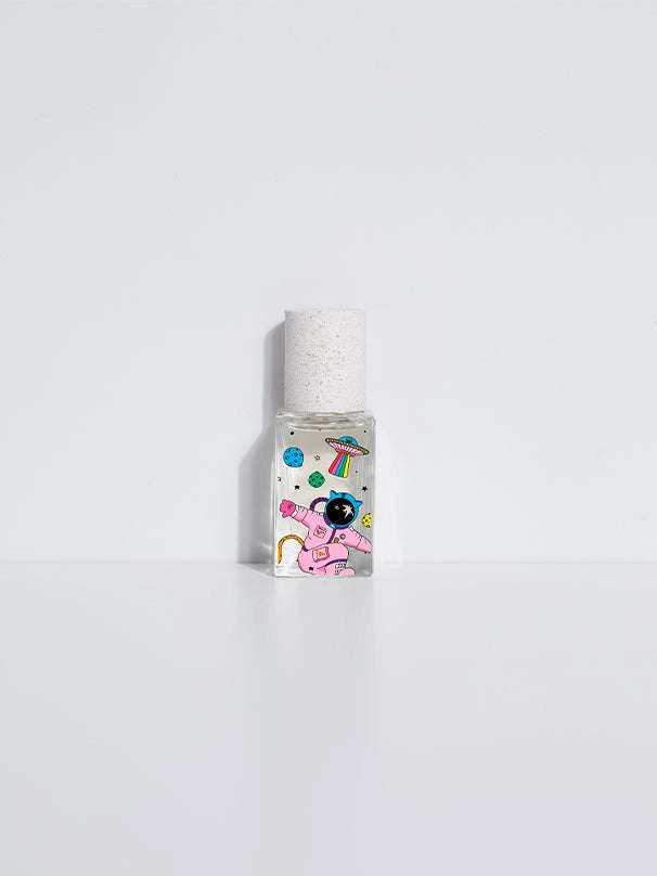 A small, clear bottle of Maison Matine perfume with a white label depicting an astronaut in space with cap, presented against a white background.

Maison Matine perfumes each have their own refreshing scent. The unisex, fresh, unique fragrances are created by eclectic, talented, creative perfumers.

Available at Luca Essentials in Los Angeles. 